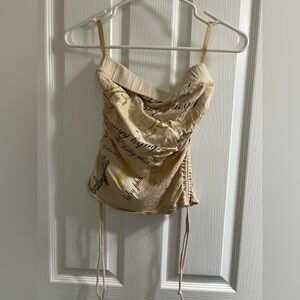 Baby Phat Cream Script Print Top